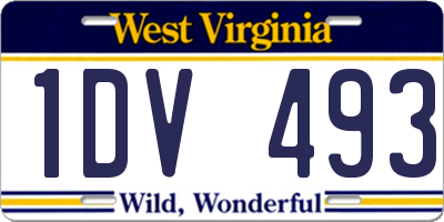 WV license plate 1DV493
