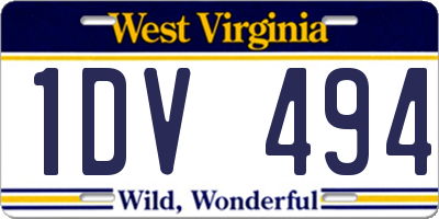 WV license plate 1DV494