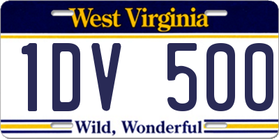 WV license plate 1DV500