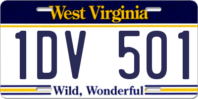 WV license plate 1DV501