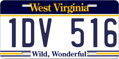 WV license plate 1DV516