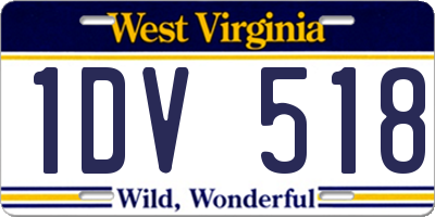 WV license plate 1DV518
