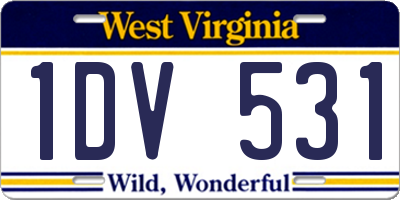 WV license plate 1DV531