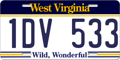 WV license plate 1DV533