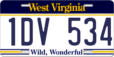 WV license plate 1DV534
