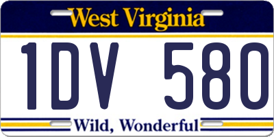 WV license plate 1DV580