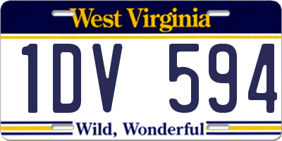 WV license plate 1DV594