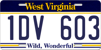 WV license plate 1DV603