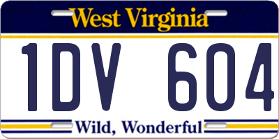 WV license plate 1DV604