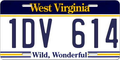 WV license plate 1DV614