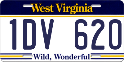 WV license plate 1DV620