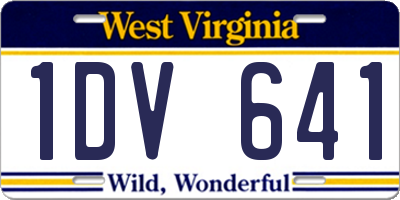 WV license plate 1DV641