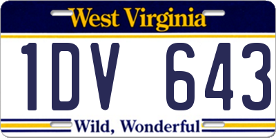WV license plate 1DV643