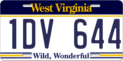WV license plate 1DV644