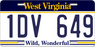 WV license plate 1DV649