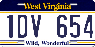 WV license plate 1DV654