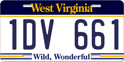 WV license plate 1DV661
