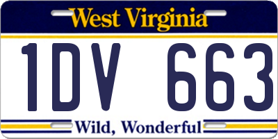 WV license plate 1DV663