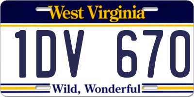 WV license plate 1DV670