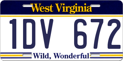 WV license plate 1DV672