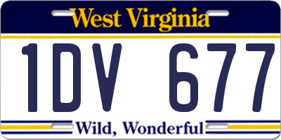 WV license plate 1DV677