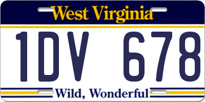 WV license plate 1DV678