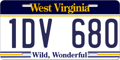 WV license plate 1DV680
