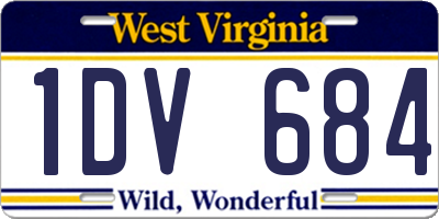 WV license plate 1DV684