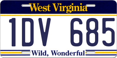 WV license plate 1DV685