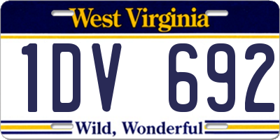WV license plate 1DV692