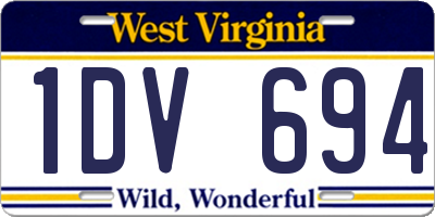 WV license plate 1DV694