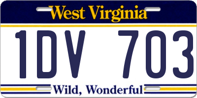 WV license plate 1DV703