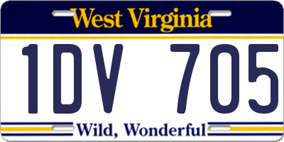 WV license plate 1DV705