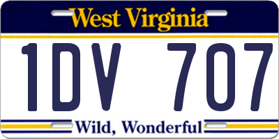 WV license plate 1DV707