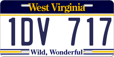 WV license plate 1DV717