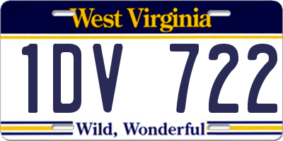 WV license plate 1DV722