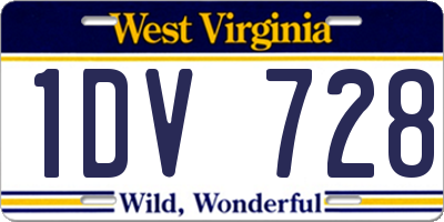 WV license plate 1DV728
