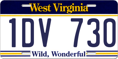 WV license plate 1DV730