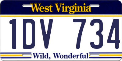 WV license plate 1DV734