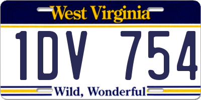 WV license plate 1DV754