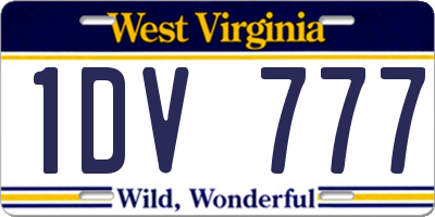 WV license plate 1DV777