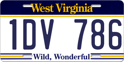 WV license plate 1DV786