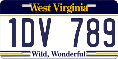 WV license plate 1DV789