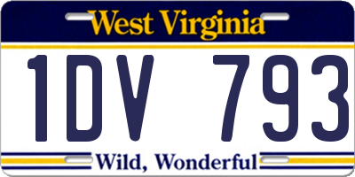 WV license plate 1DV793