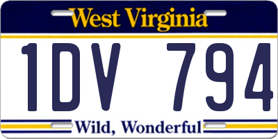 WV license plate 1DV794