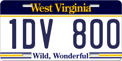 WV license plate 1DV800
