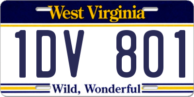 WV license plate 1DV801