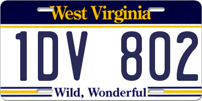 WV license plate 1DV802