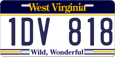 WV license plate 1DV818