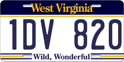 WV license plate 1DV820